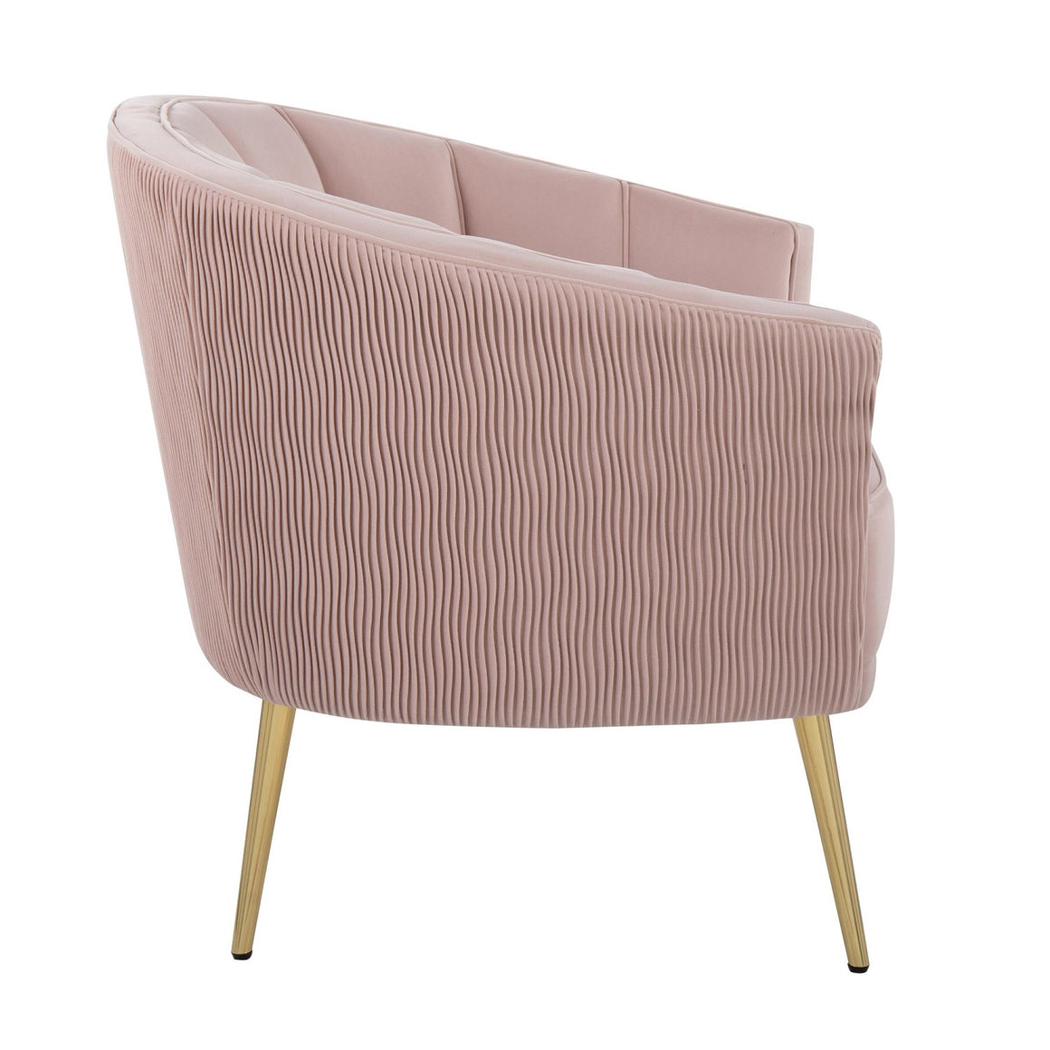 Tania Pleated Waves Accent Chair in Gold Steel and Blush Pink Velvet by Lumisource