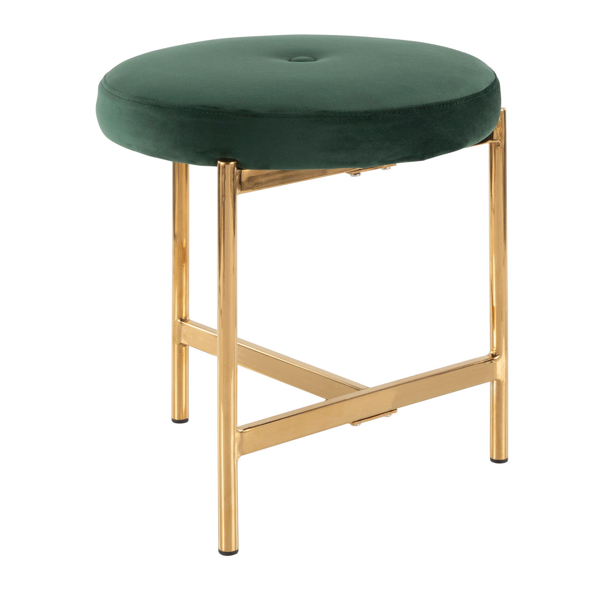 Chloe Contemporary Vanity Stool in Gold Metal and Green Velvet by LumiSource