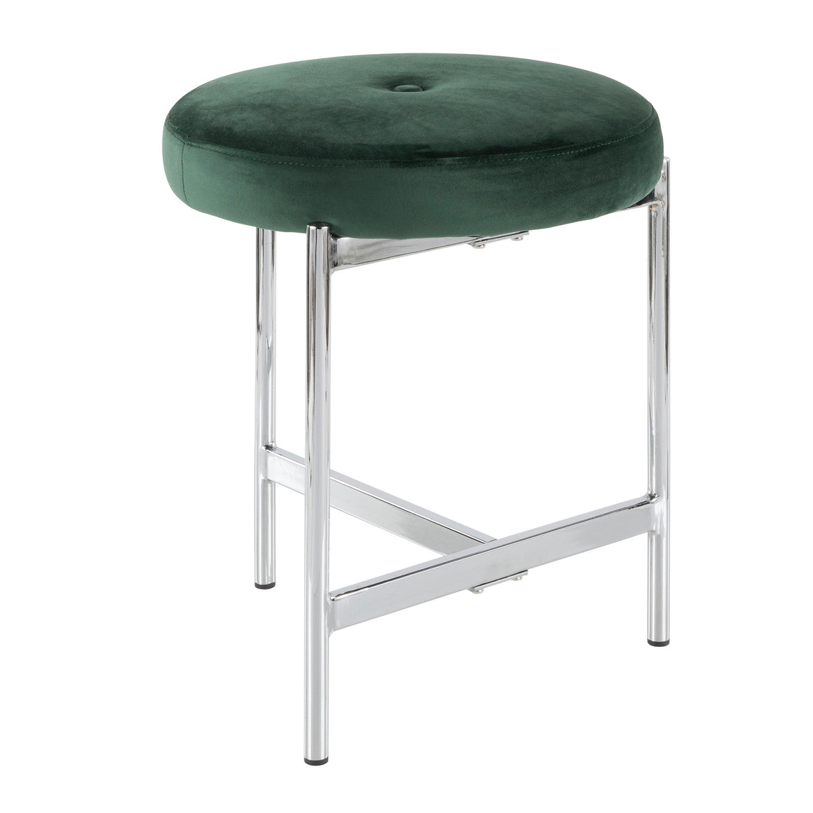 Chloe Contemporary Vanity Stool in Chrome and Green Velvet by LumiSource