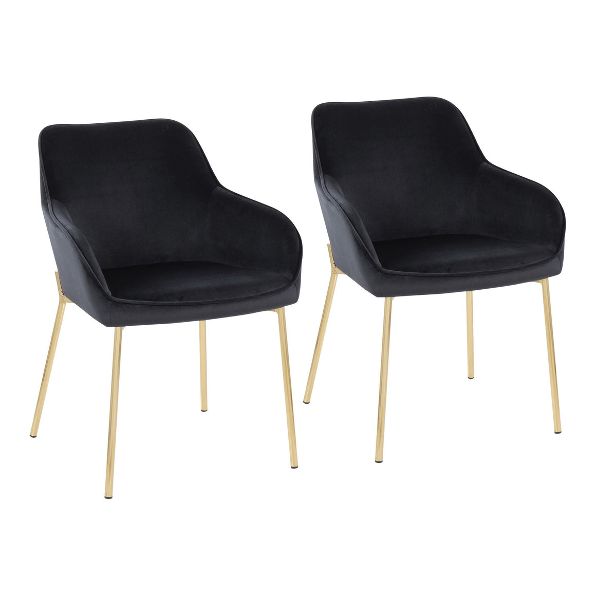 Daniella Contemporary Dining Chair in Gold Steel and Black Velvet by LumiSource - Set of 2