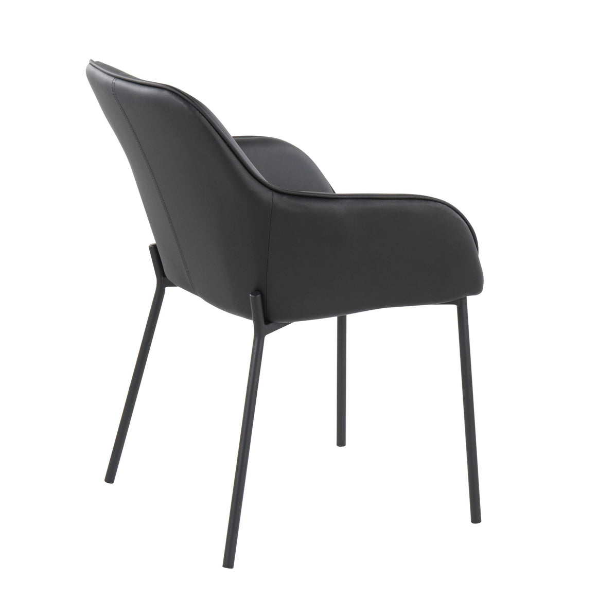 Daniella Contemporary Dining Chair in Black Steel and Black Faux Leather by LumiSource - Set of 2