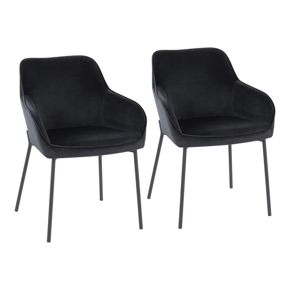 Daniella Contemporary Dining Chair in Black Steel and Black Velvet by LumiSource - Set of 2