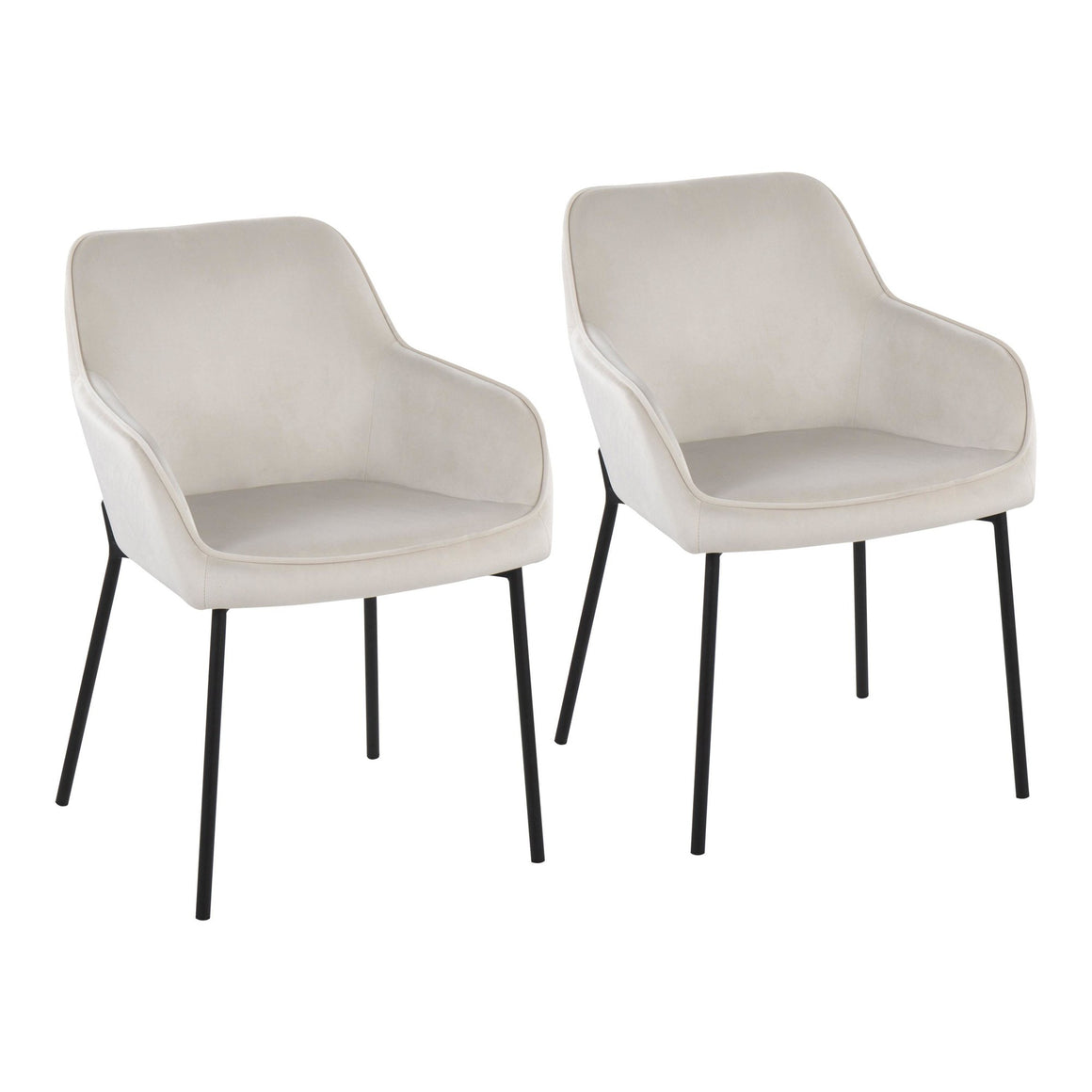Daniella Contemporary Dining Chair in Black Steel and Cream Velvet by LumiSource - Set of 2