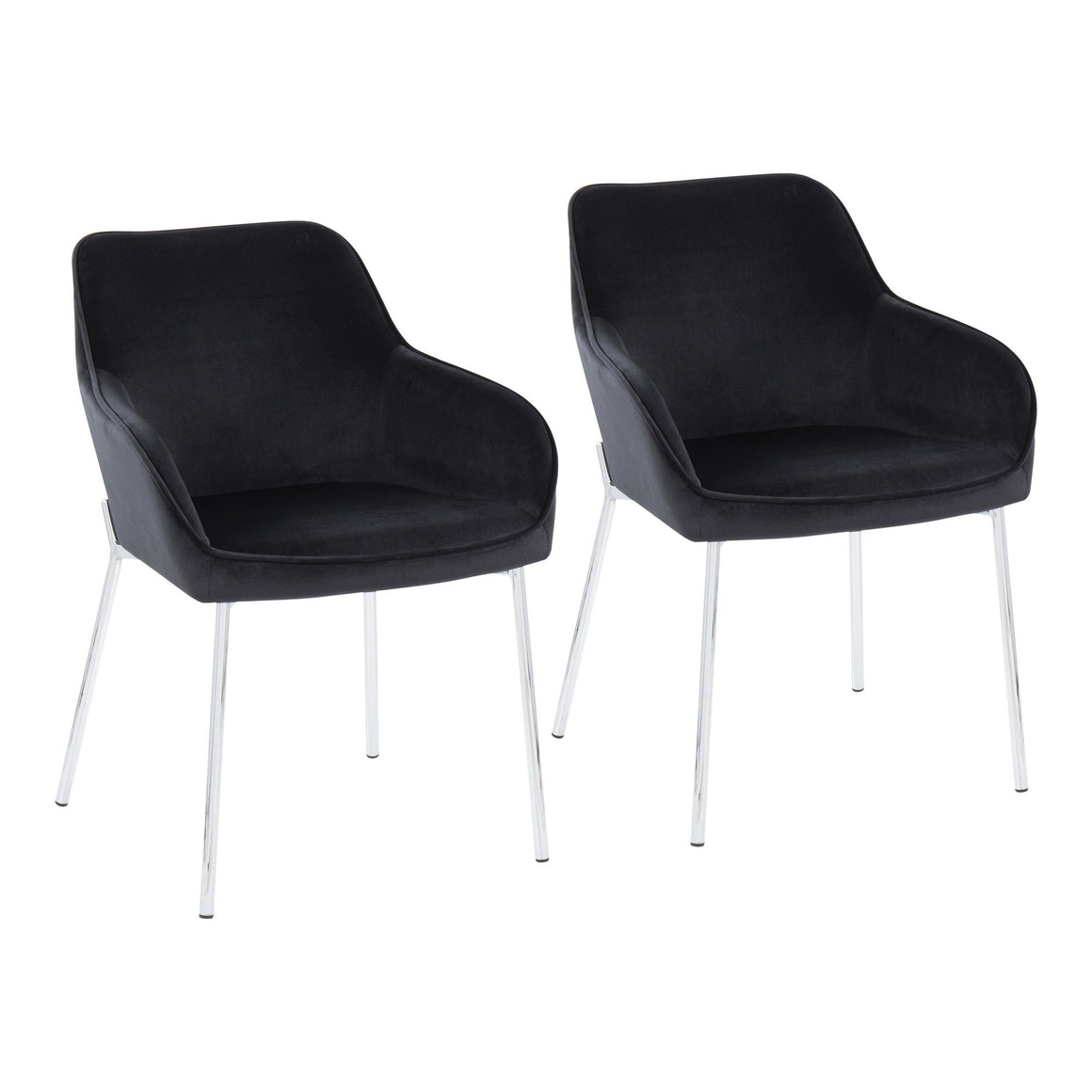 Daniella Contemporary Dining Chair in Chrome Steel and Black Velvet by LumiSource - Set of 2