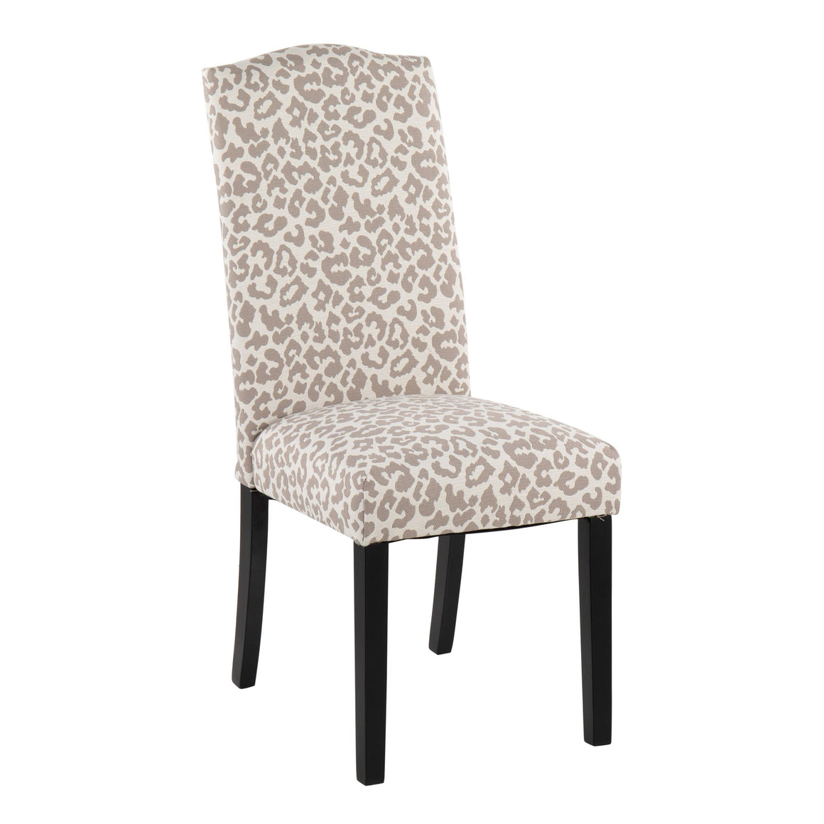 Leopard Contemporary Dining Chair in Black Wood and Grey Leopard Print Fabric by LumiSource