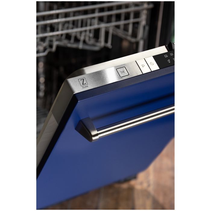 24 IN. Top Control Dishwasher in Blue Gloss with Stainless Steel Tub and Traditional Style Handle