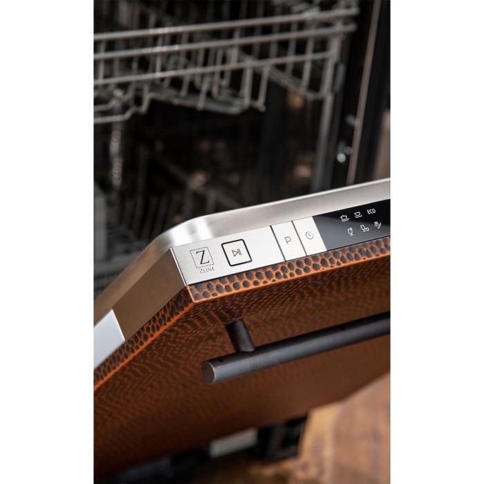 18 in. Top Control Dishwasher in Hand-Hammered Copper with Stainless Steel Tub and Modern Style Handle