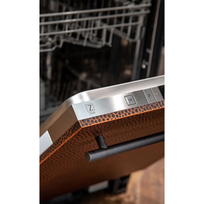 24 in. Top Control Dishwasher in Hand-Hammered Copper with Stainless Steel Tub and Modern Style Handle