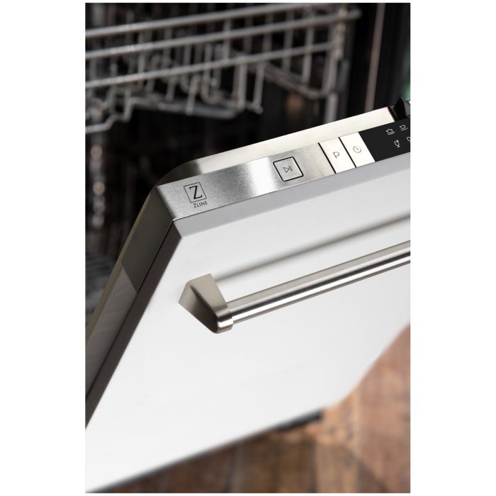 24 IN. Top Control Dishwasher in White Matte with Stainless Steel Tub and Traditional Style Handle