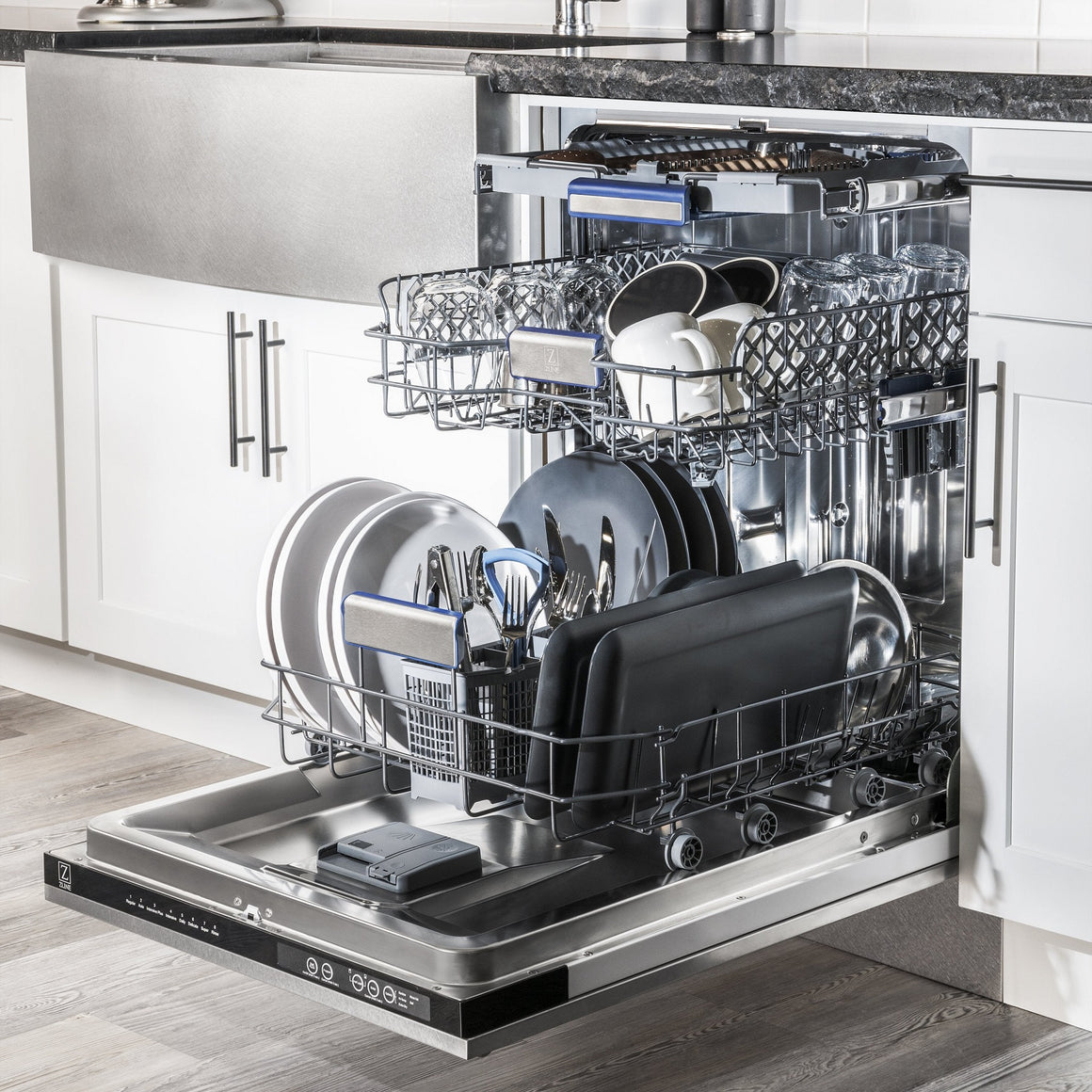 24" Top Control Tall Tub Dishwasher in DuraSnow® with Stainless Steel Tub and 3rd Rack (DWV-SN-24)