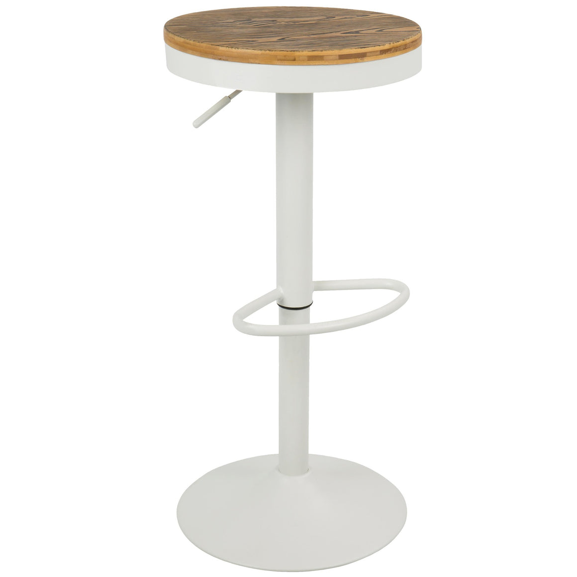 Dakota Industrial Adjustable Barstool with Swivel in White by LumiSource