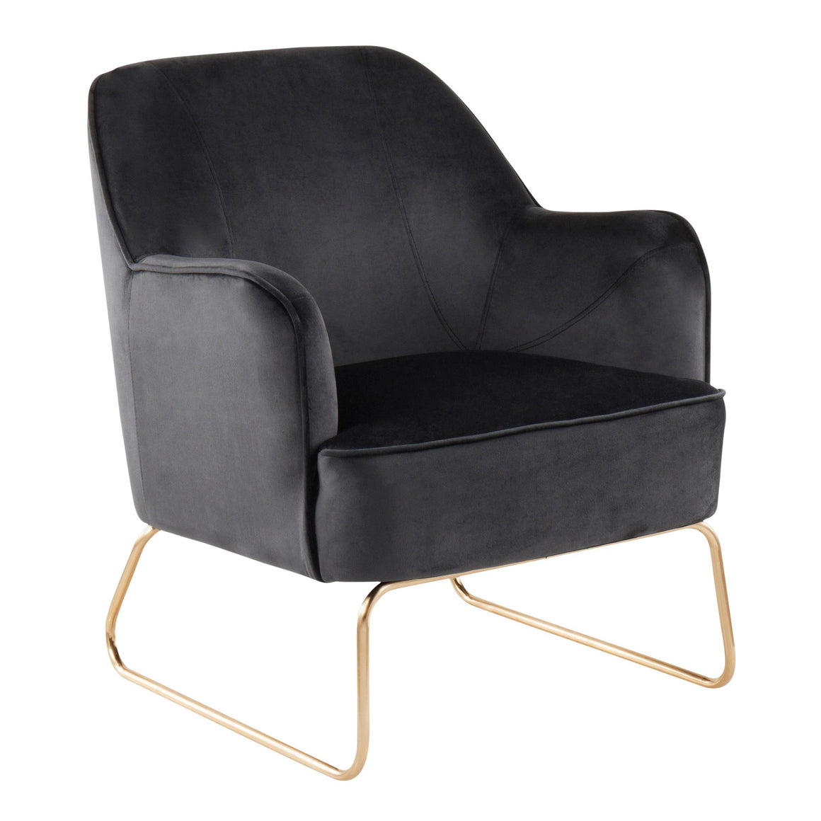 Daniella Contemporary Accent Chair in Gold Metal and Black Velvet by LumiSource