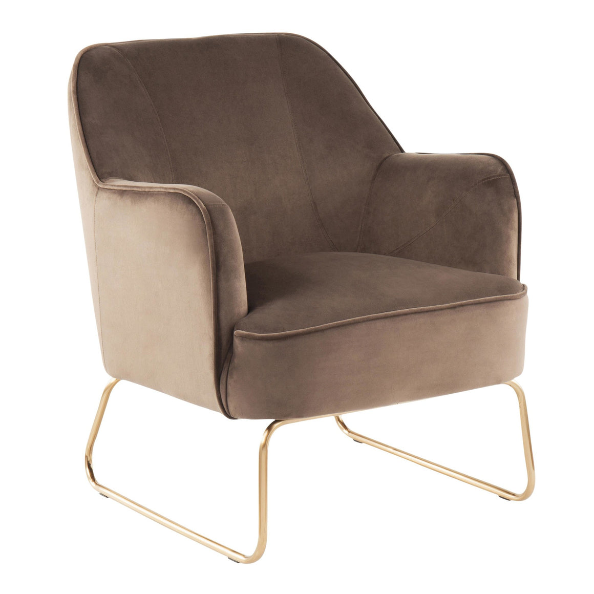 Daniella Contemporary Accent Chair in Gold Metal and Espresso Velvet by LumiSource
