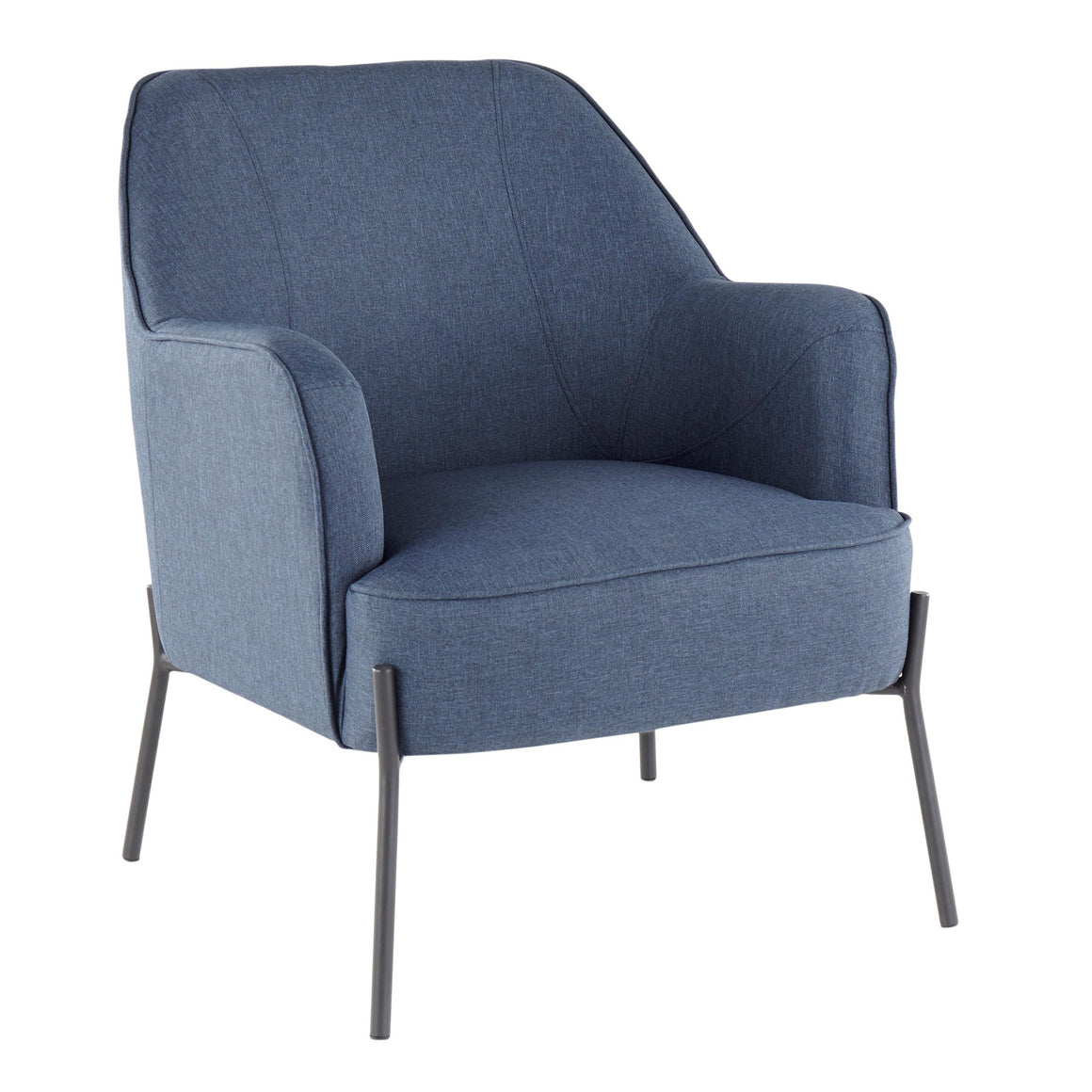 Daniella Contemporary Accent Chair in Black Metal and Blue Fabric by LumiSource