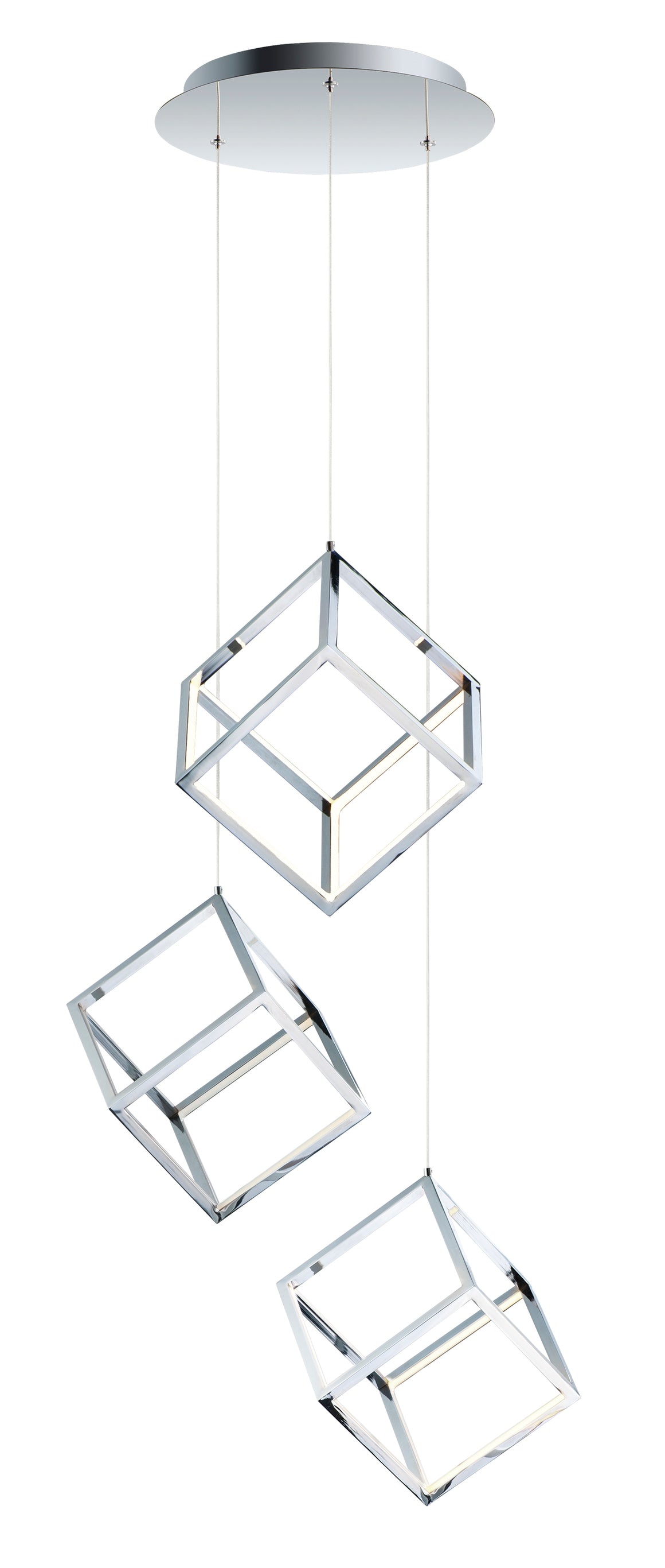 4 Square 3-Light LED Pendant