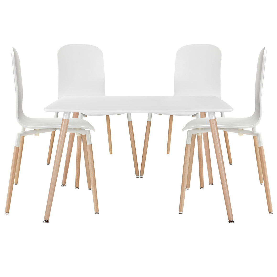 Stack Dining Chairs and Table Wood Set of 5