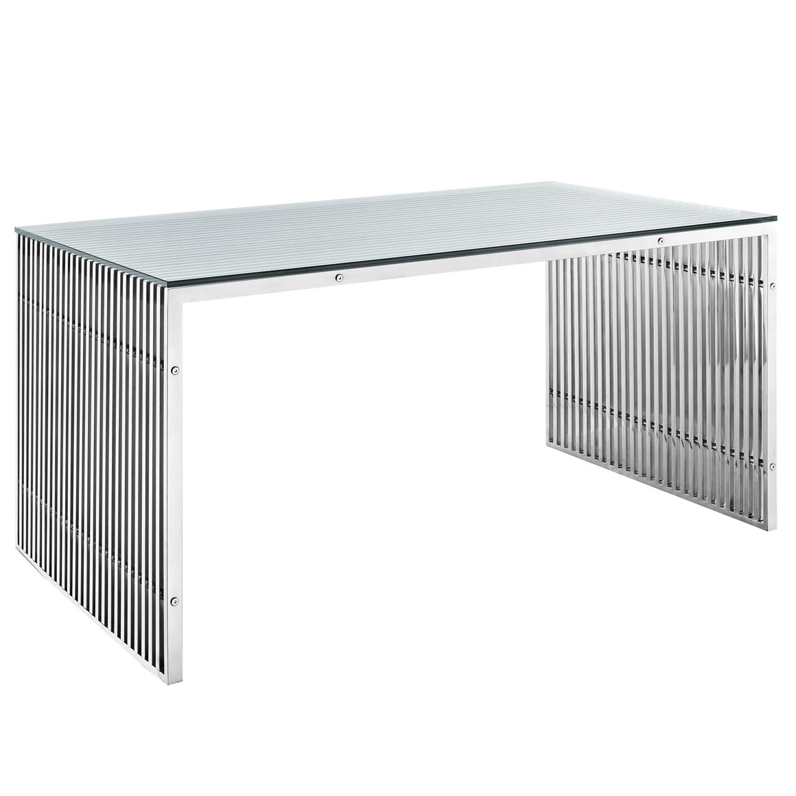 Gridiron Stainless Steel Rectangle Dining Table Silver