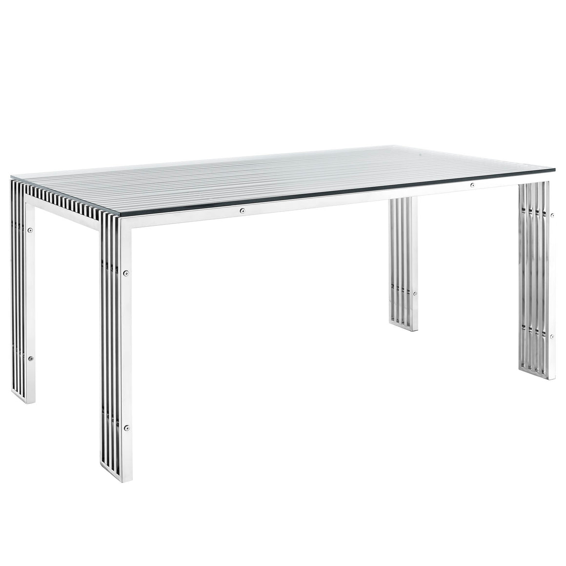 Gridiron Stainless Steel Rectangle Dining Table Silver