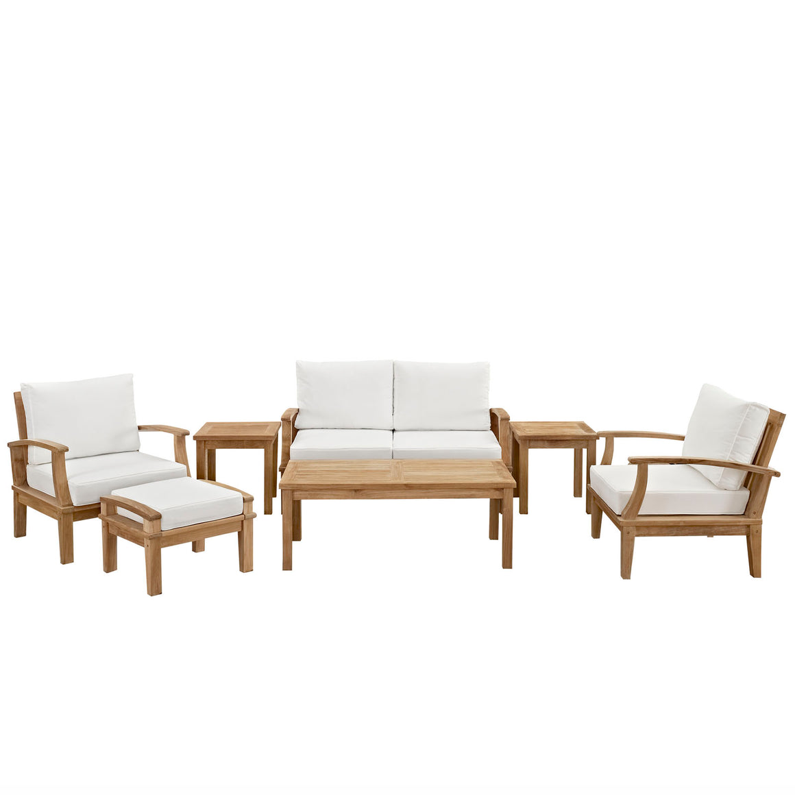 Marina 7 Piece Outdoor Patio Teak Set In Natural