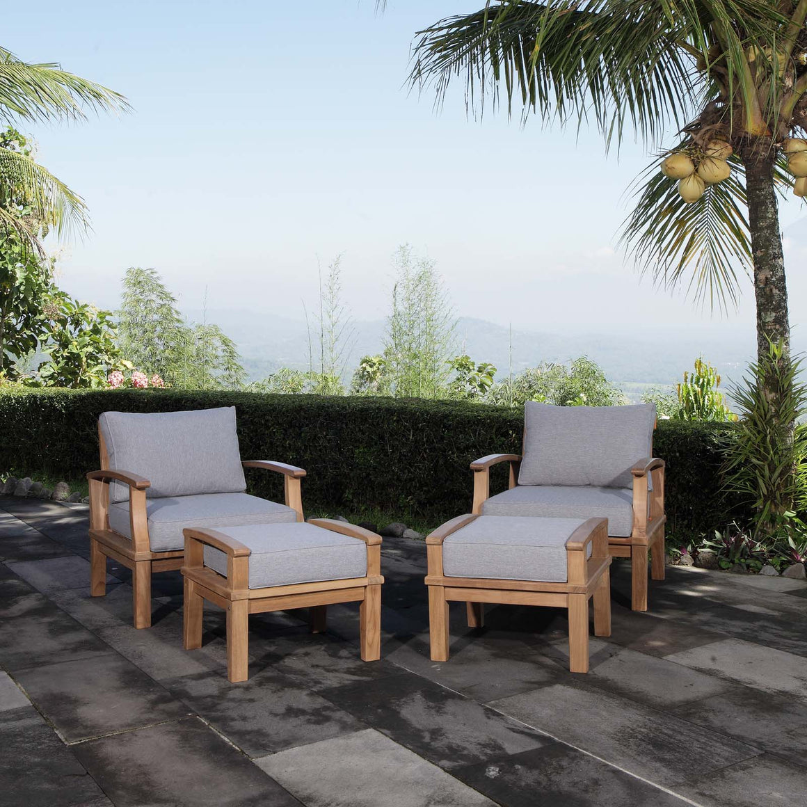 Marina 4 Piece Outdoor Patio Teak Set In Natural