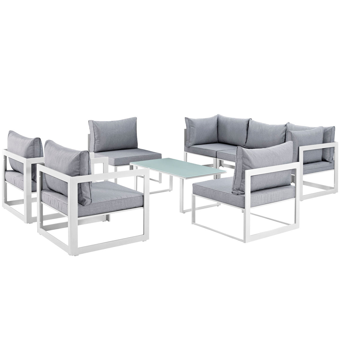 Fortuna 8 Piece Outdoor Patio  Sectional Sofa Set