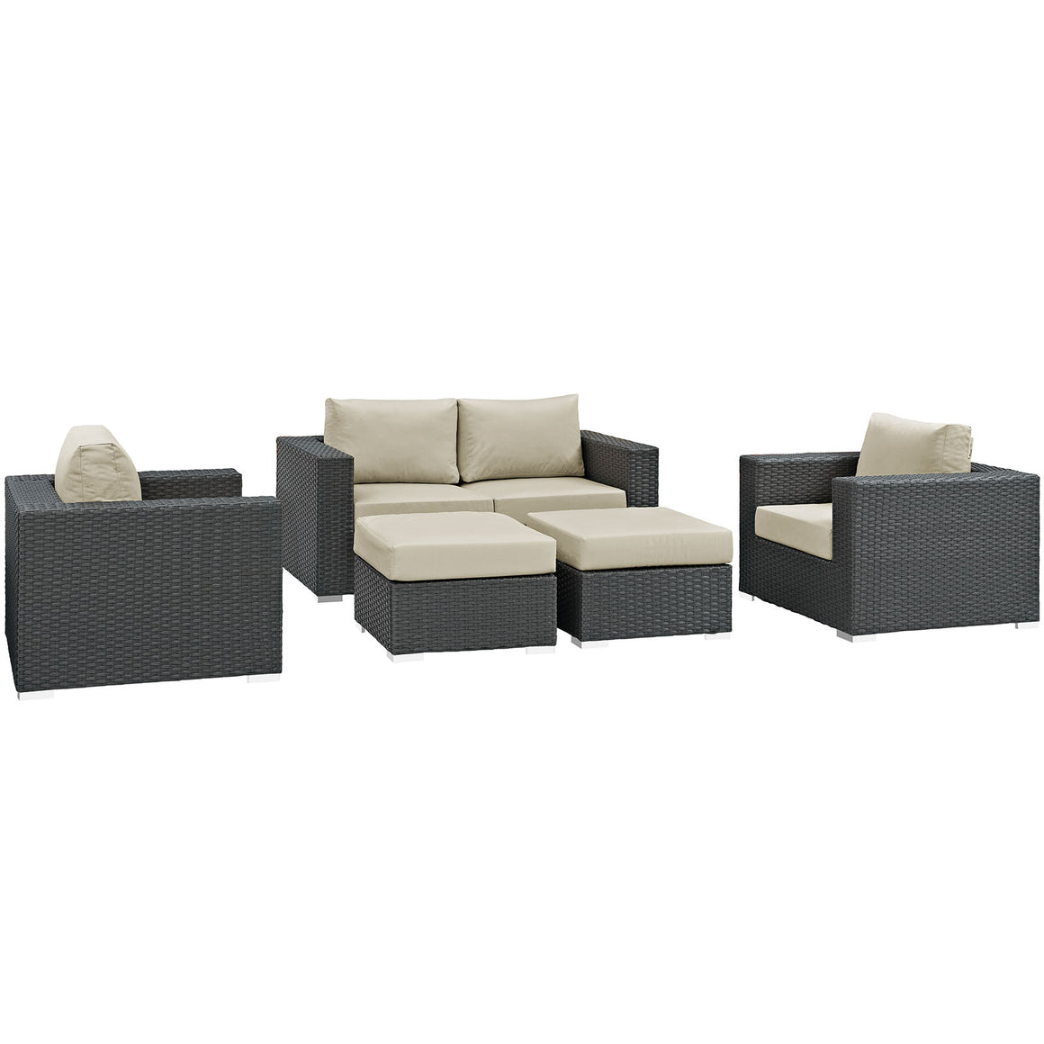 Sojourn 5 Piece Outdoor Patio Sunbrella® Sectional  Set