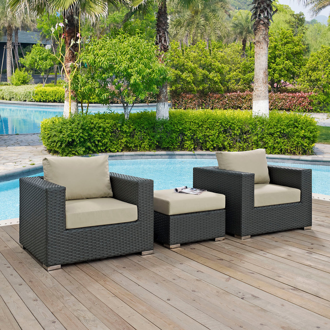 Sojourn 3 Piece Outdoor Patio Sunbrella®  Sectional Set