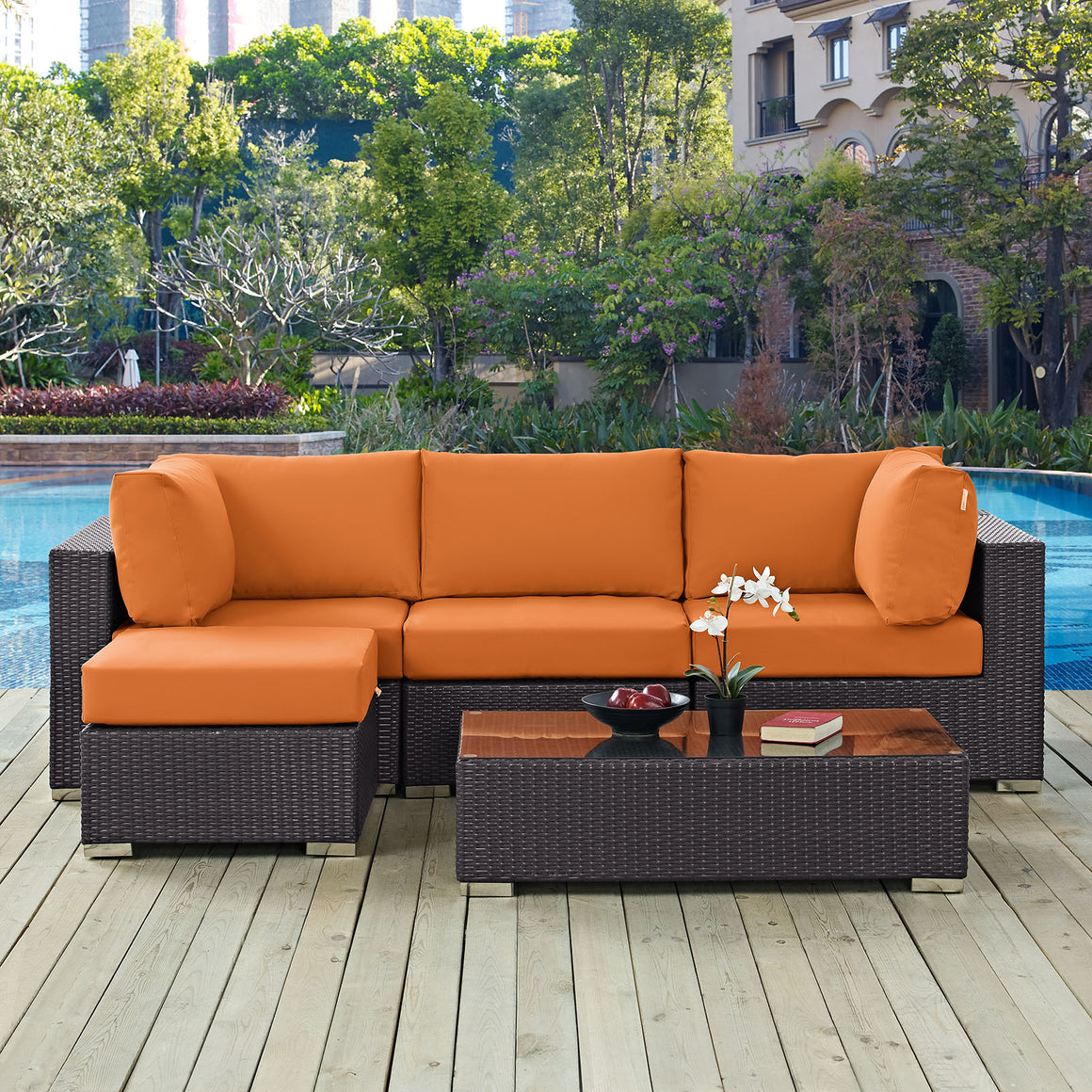 Convene 5 Piece Outdoor Patio Sectional  Set