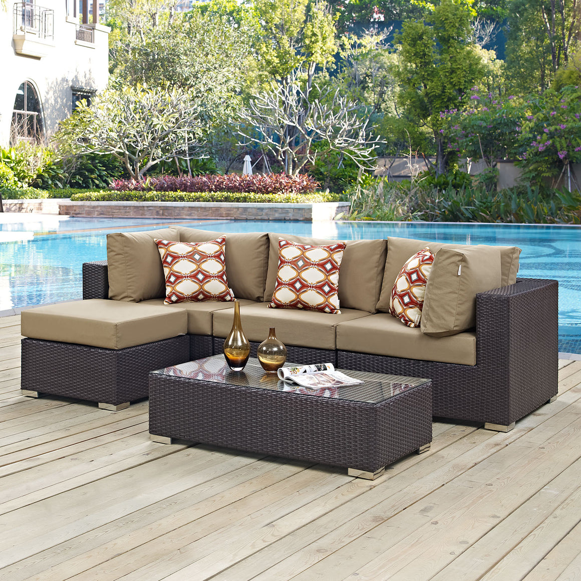 Convene  5 Piece Outdoor Patio Sectional Set