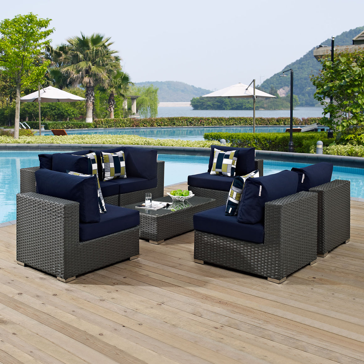 Sojourn  7 Piece Outdoor Patio Sunbrella® Sectional Set