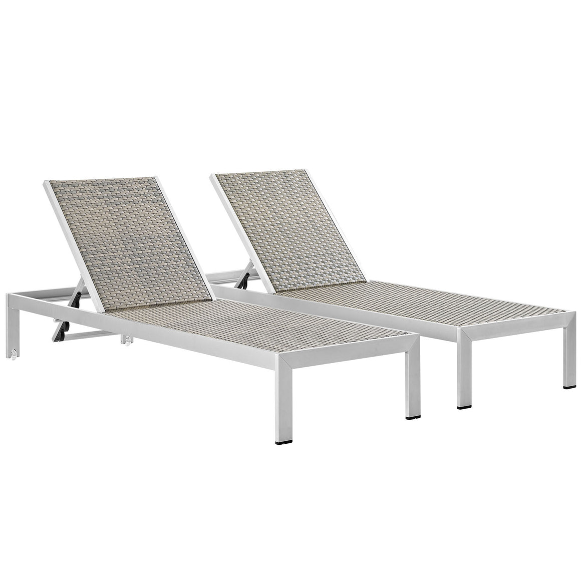 Shore Chaise Outdoor Patio Aluminum Set Of 2  In Silver Gray