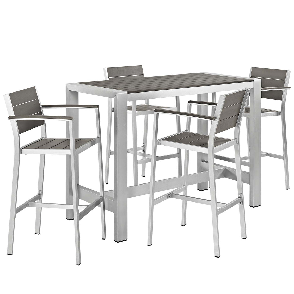 Shore 5 Piece Outdoor Patio Aluminum Dining Set