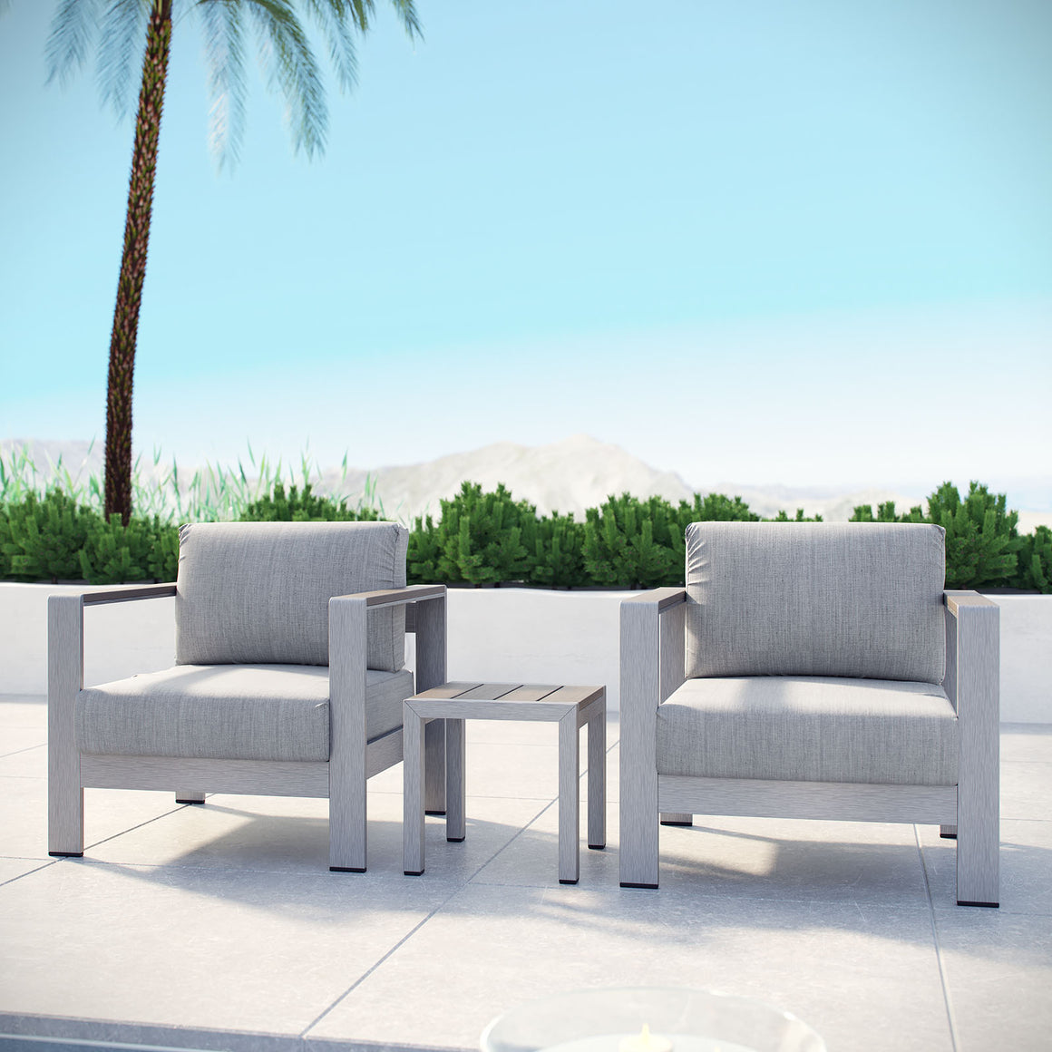 Shore  3 Piece Outdoor Patio Aluminum Set