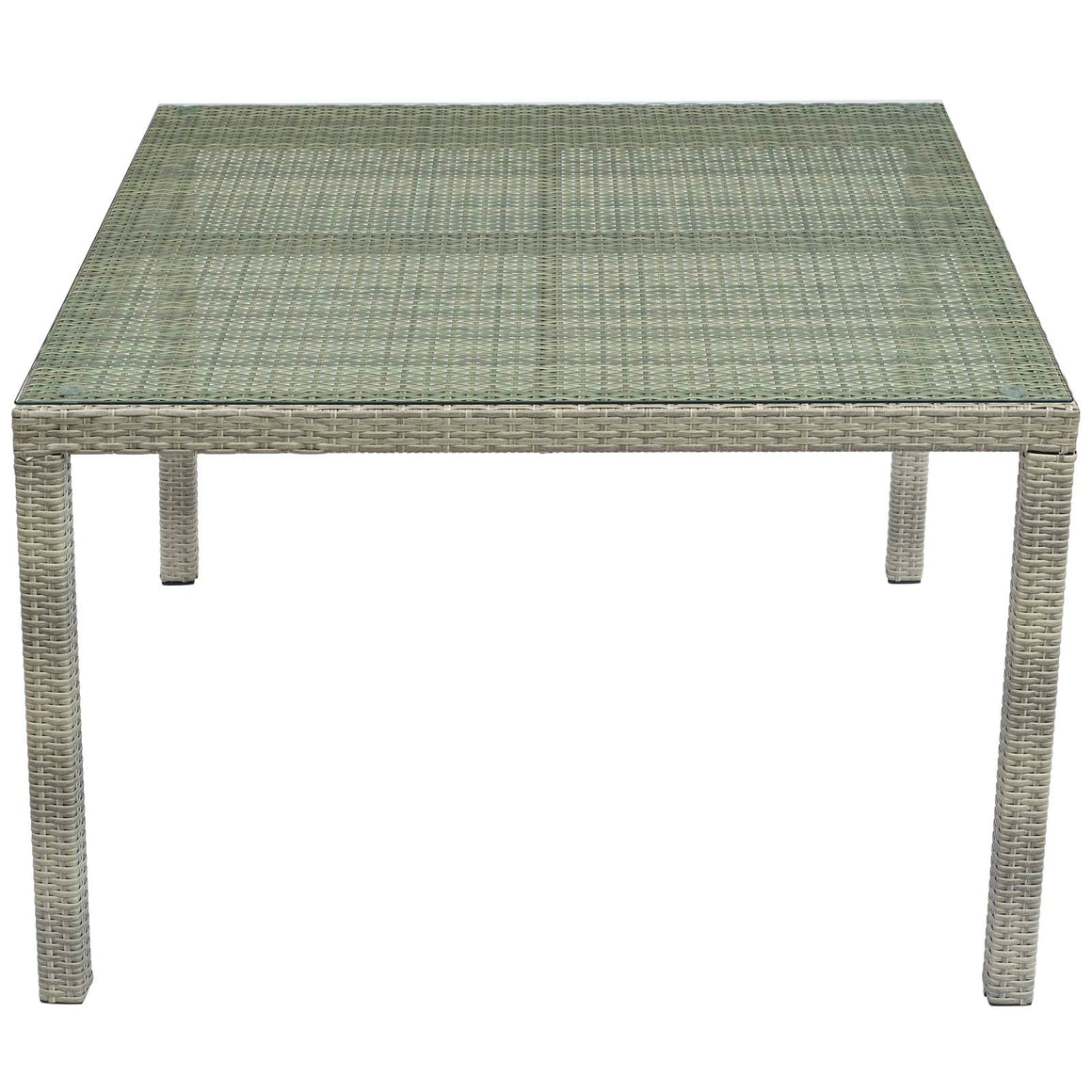 Conduit 47" Square Outdoor Patio Wicker Rattan Table in Light Gray