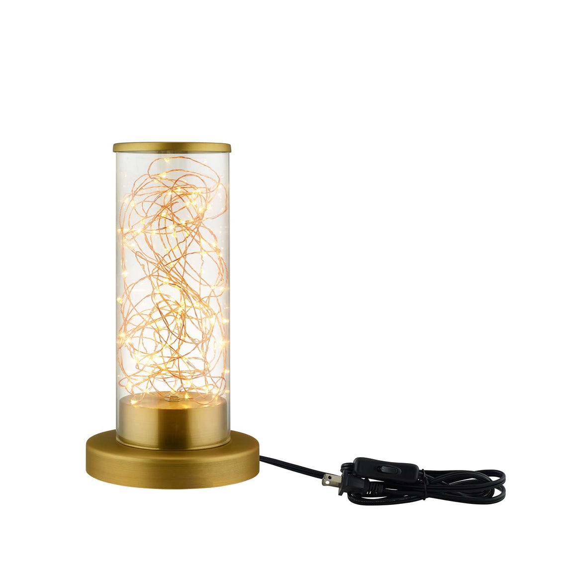 Adore Cylindrical-Shaped Glass and Brass Table Lamp