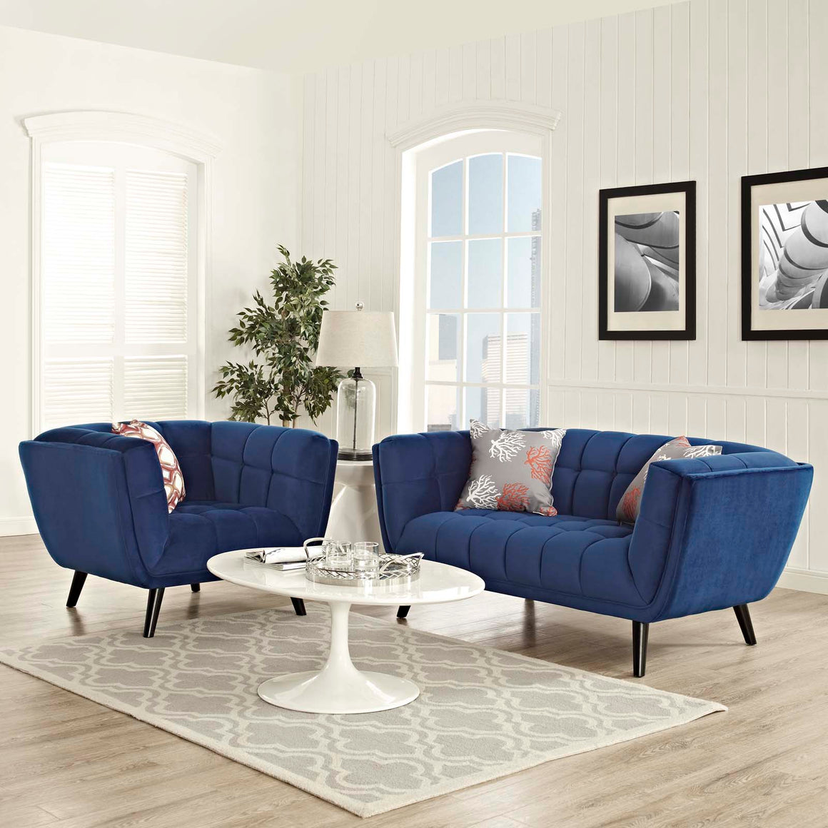 Bestow 2 Piece Velvet Loveseat and Armchair Set