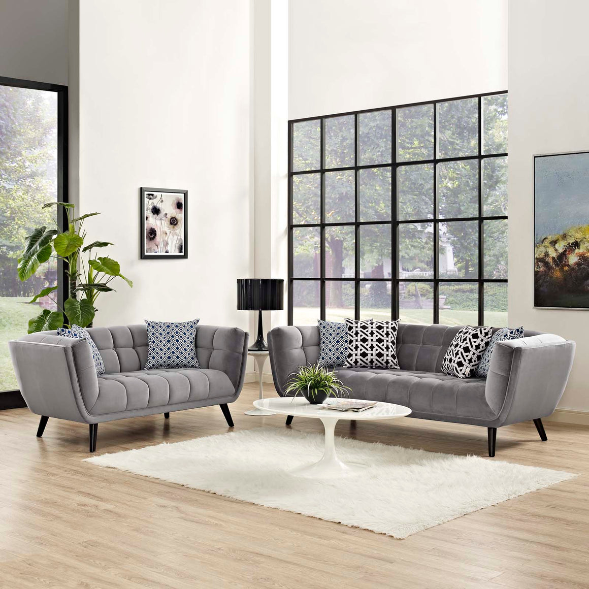 Bestow 2 Piece Velvet Sofa and Loveseat Set