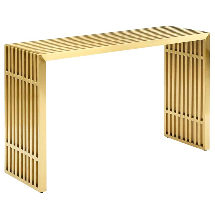 Gridiron Stainless Steel Console Table Gold