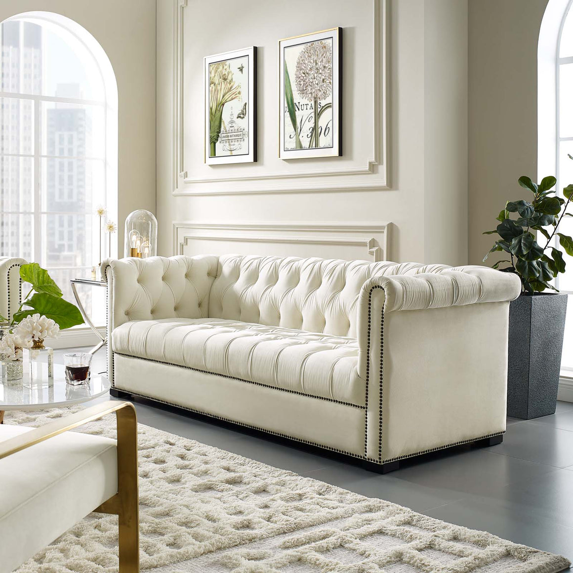 Heritage Upholstered Velvet Sofa