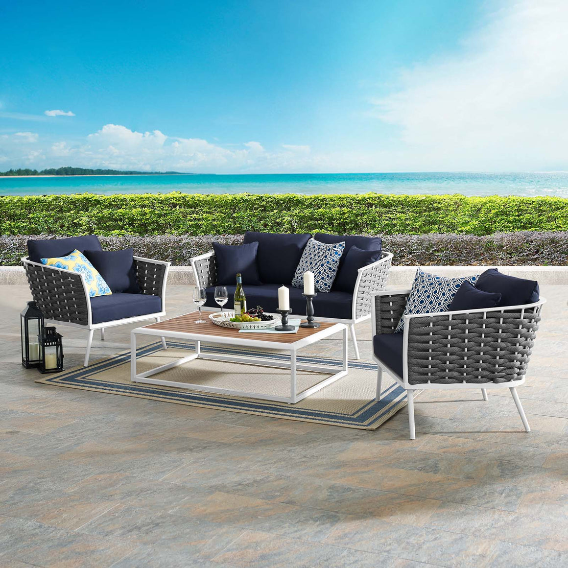 Stance  4 Piece Outdoor Patio Aluminum Sectional Sofa Set