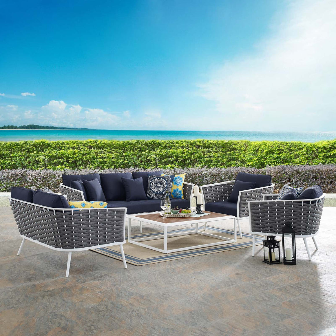 Stance 5 Piece  Outdoor Patio Aluminum Sectional Sofa Set