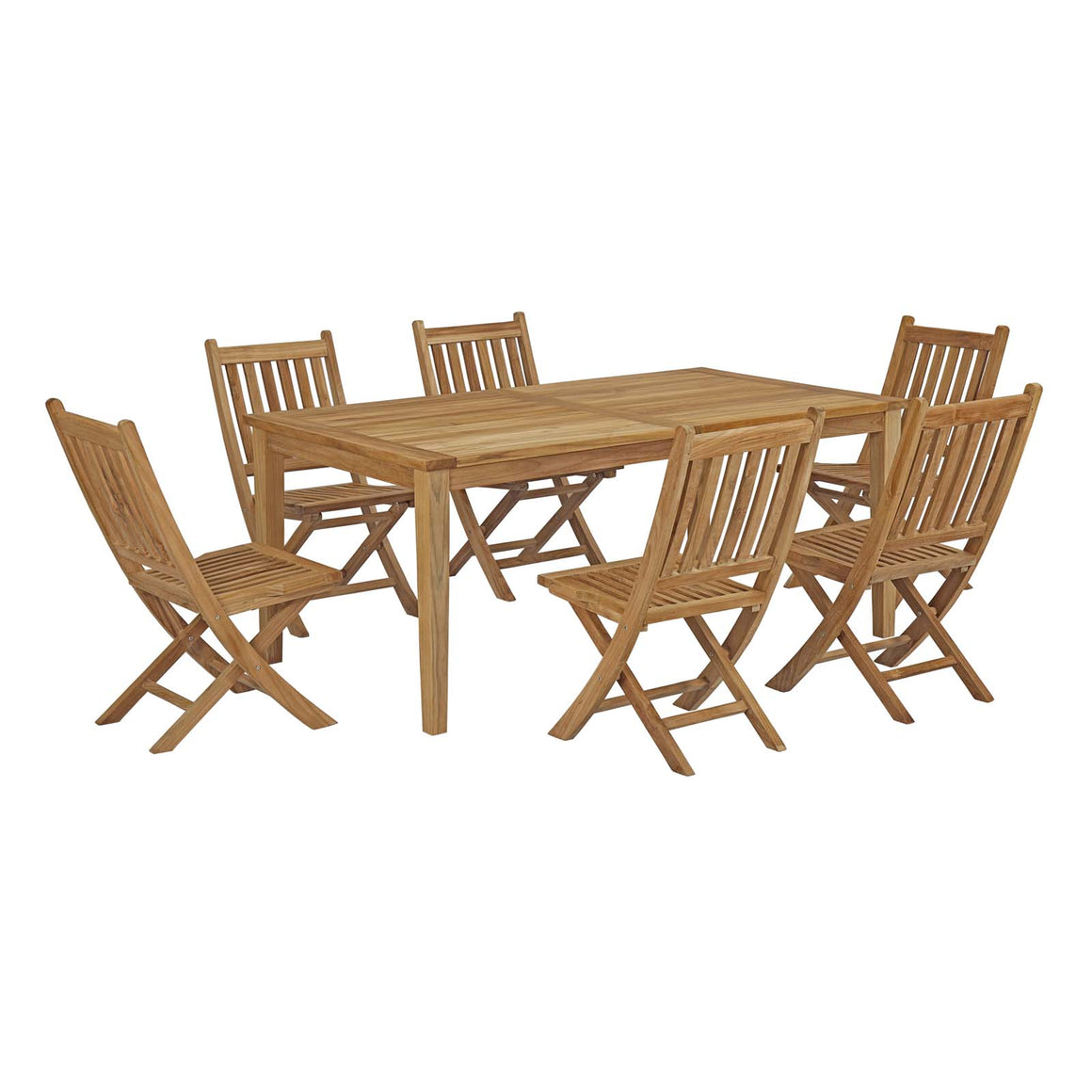 Marina 7 Piece Outdoor Patio Teak Outdoor Dining Set In Natural