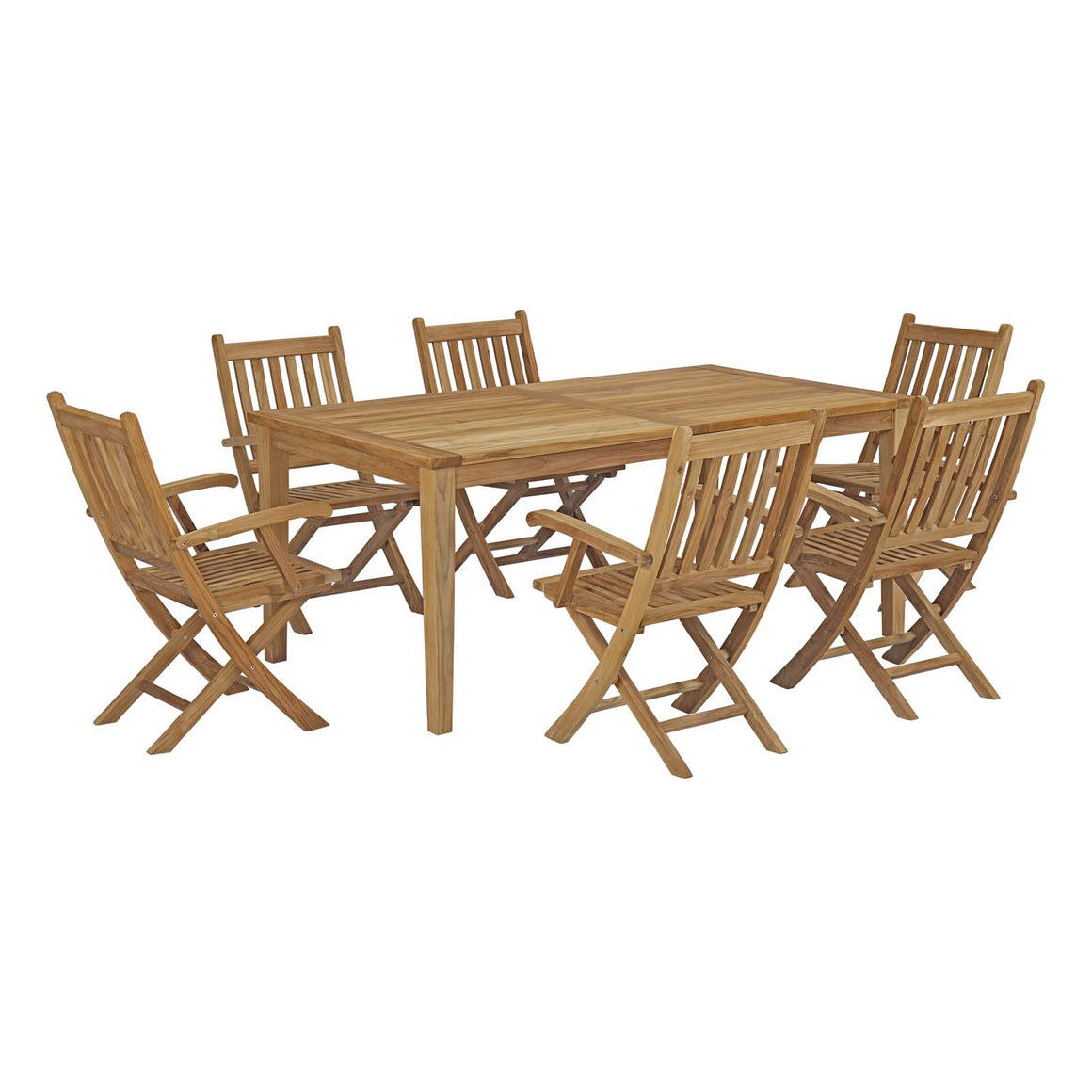 Marina 7 Piece Outdoor Patio Teak Outdoor Dining  Set In Natural