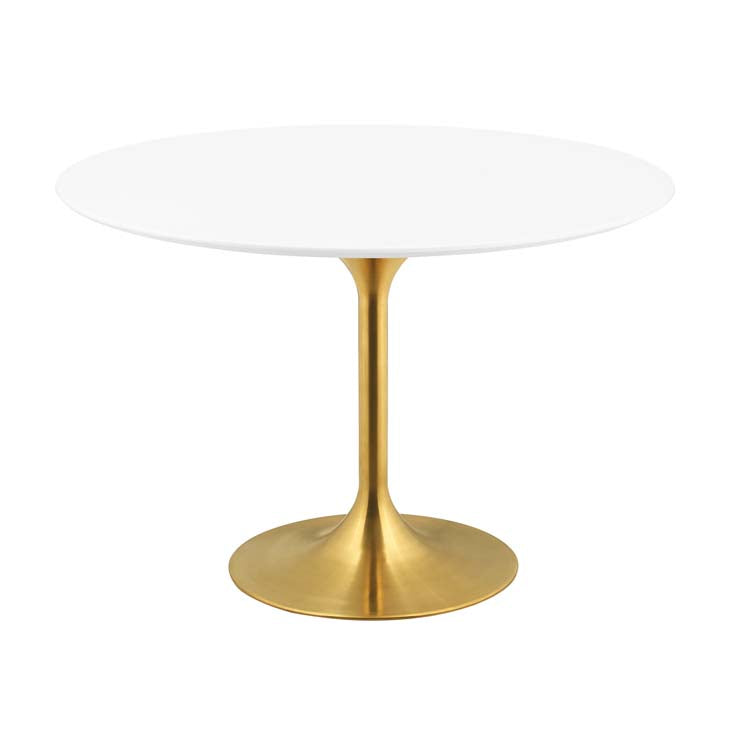 Lippa 47" Round Dining Table in  Gold White