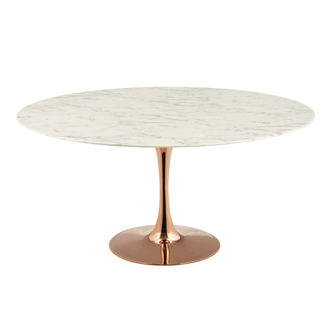 Lippa 60" Round Artificial Marble Dining Table Rose White
