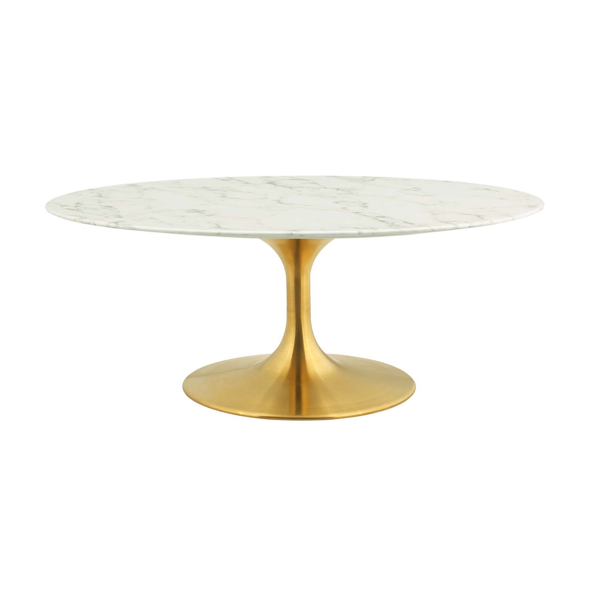 Lippa 42" Oval-Shaped Artificial Coffee Table in Gold White