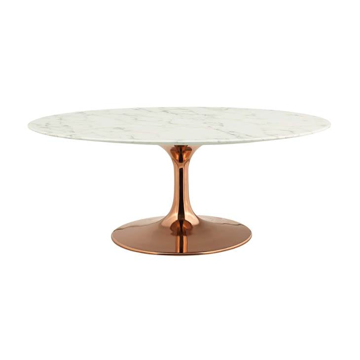 Lippa 42" Oval-Shaped Coffee Table in  Rose White