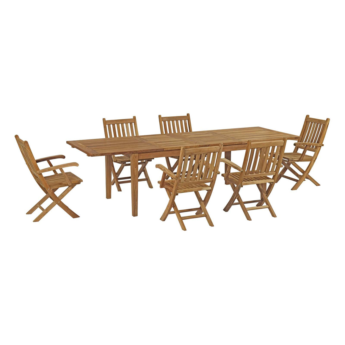 Marina 7 Piece Outdoor Patio Teak Outdoor  Dining Set In Natural