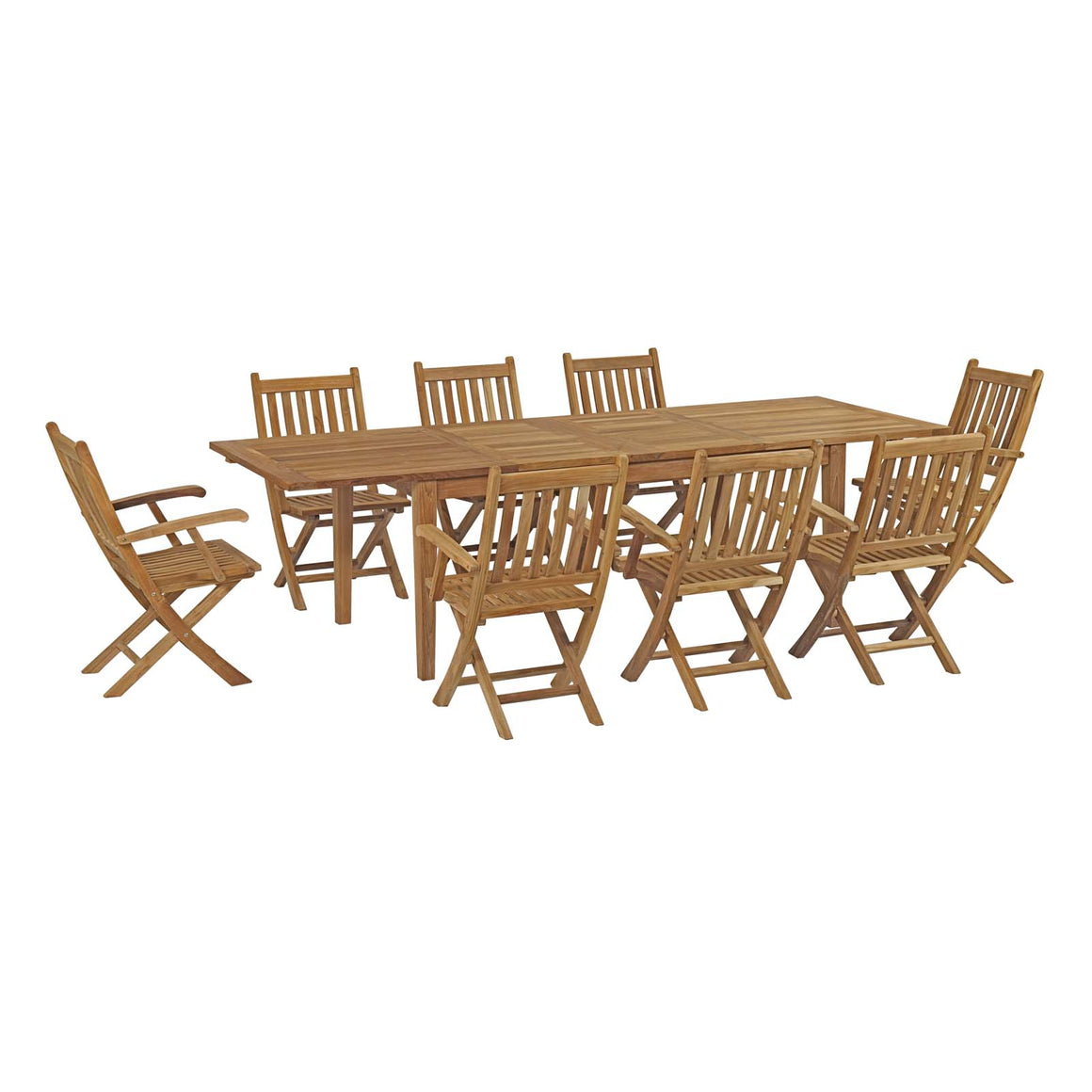 Marina 9 Piece Outdoor Patio  Teak Outdoor Dining Set In Natural