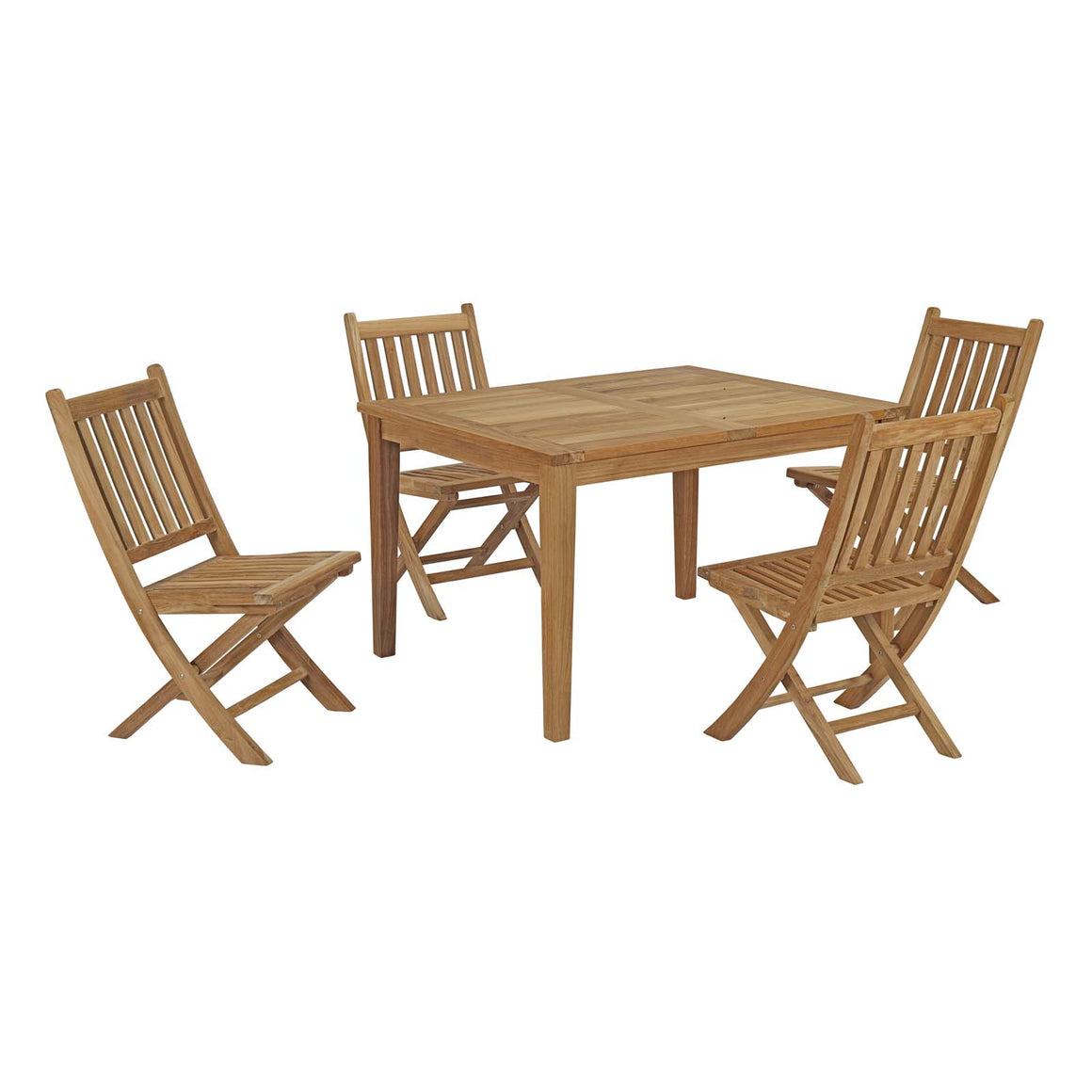 Marina 5 Piece Outdoor Patio Teak Outdoor Dining Set In Natural